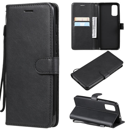 For Motorola Moto G60 / G40 Fusion Solid Color Horizontal Flip Protective Leather Case with Holder & Card Slots & Wallet & Photo Frame & Lanyard(Black) - Motorola Cases by buy2fix | Online Shopping UK | buy2fix
