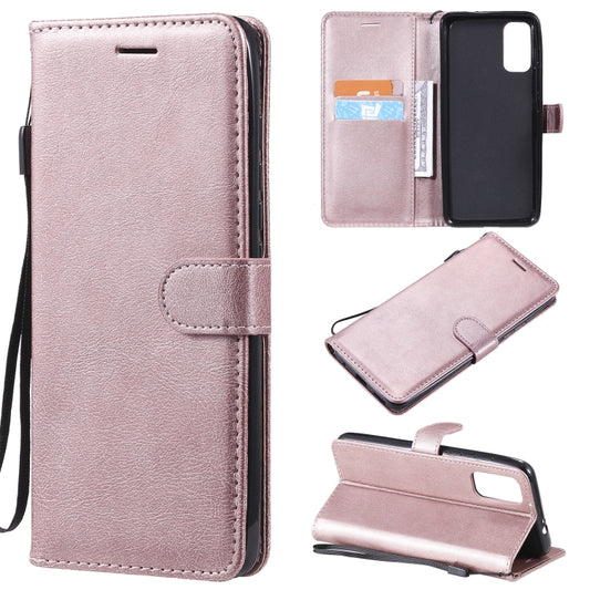 For Motorola Moto G60 / G40 Fusion Solid Color Horizontal Flip Protective Leather Case with Holder & Card Slots & Wallet & Photo Frame & Lanyard(Rose Gold) - Motorola Cases by buy2fix | Online Shopping UK | buy2fix