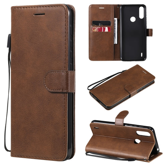 For Motorola Moto E7 Power Solid Color Horizontal Flip Protective Leather Case with Holder & Card Slots & Wallet & Photo Frame & Lanyard(Brown) - Motorola Cases by buy2fix | Online Shopping UK | buy2fix