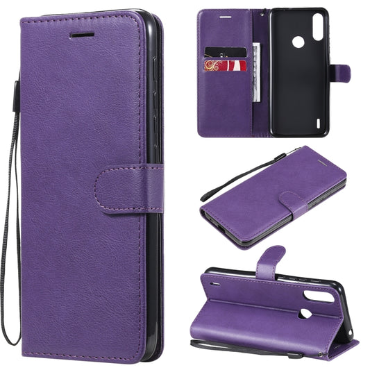 For Motorola Moto E7 Power Solid Color Horizontal Flip Protective Leather Case with Holder & Card Slots & Wallet & Photo Frame & Lanyard(Purple) - Motorola Cases by buy2fix | Online Shopping UK | buy2fix