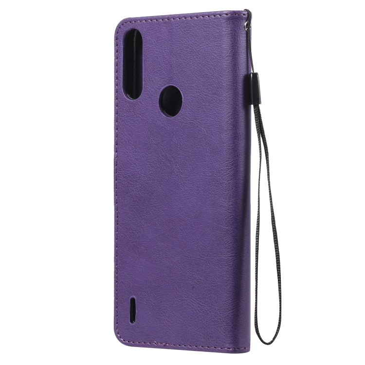 For Motorola Moto E7 Power Solid Color Horizontal Flip Protective Leather Case with Holder & Card Slots & Wallet & Photo Frame & Lanyard(Purple) - Motorola Cases by buy2fix | Online Shopping UK | buy2fix