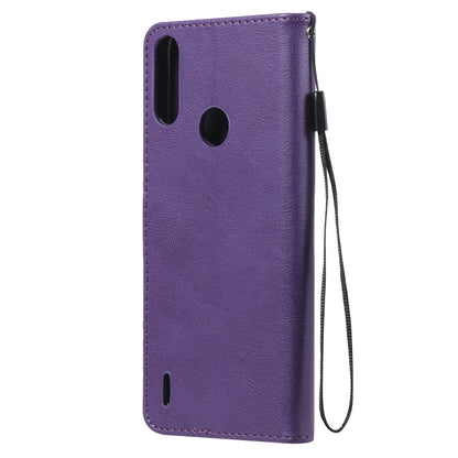 For Motorola Moto E7 Power Solid Color Horizontal Flip Protective Leather Case with Holder & Card Slots & Wallet & Photo Frame & Lanyard(Purple) - Motorola Cases by buy2fix | Online Shopping UK | buy2fix