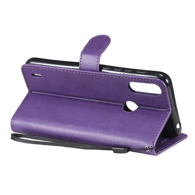For Motorola Moto E7 Power Solid Color Horizontal Flip Protective Leather Case with Holder & Card Slots & Wallet & Photo Frame & Lanyard(Purple) - Motorola Cases by buy2fix | Online Shopping UK | buy2fix