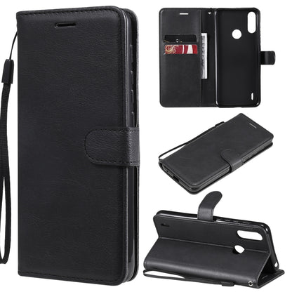 For Motorola Moto E7 Power Solid Color Horizontal Flip Protective Leather Case with Holder & Card Slots & Wallet & Photo Frame & Lanyard(Black) - Motorola Cases by buy2fix | Online Shopping UK | buy2fix