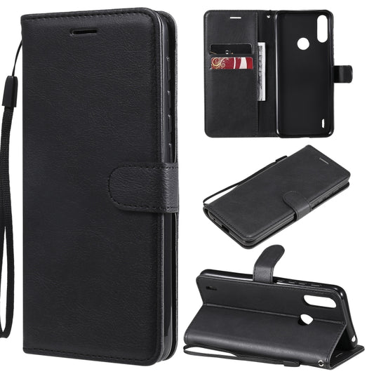 For Motorola Moto E7 Power Solid Color Horizontal Flip Protective Leather Case with Holder & Card Slots & Wallet & Photo Frame & Lanyard(Black) - Motorola Cases by buy2fix | Online Shopping UK | buy2fix