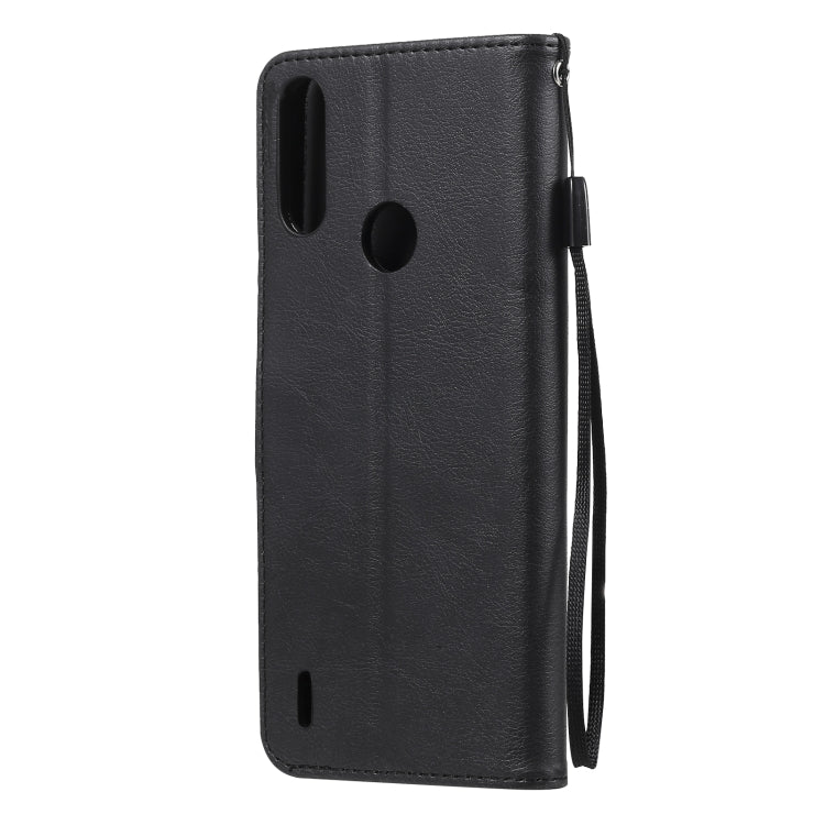 For Motorola Moto E7 Power Solid Color Horizontal Flip Protective Leather Case with Holder & Card Slots & Wallet & Photo Frame & Lanyard(Black) - Motorola Cases by buy2fix | Online Shopping UK | buy2fix