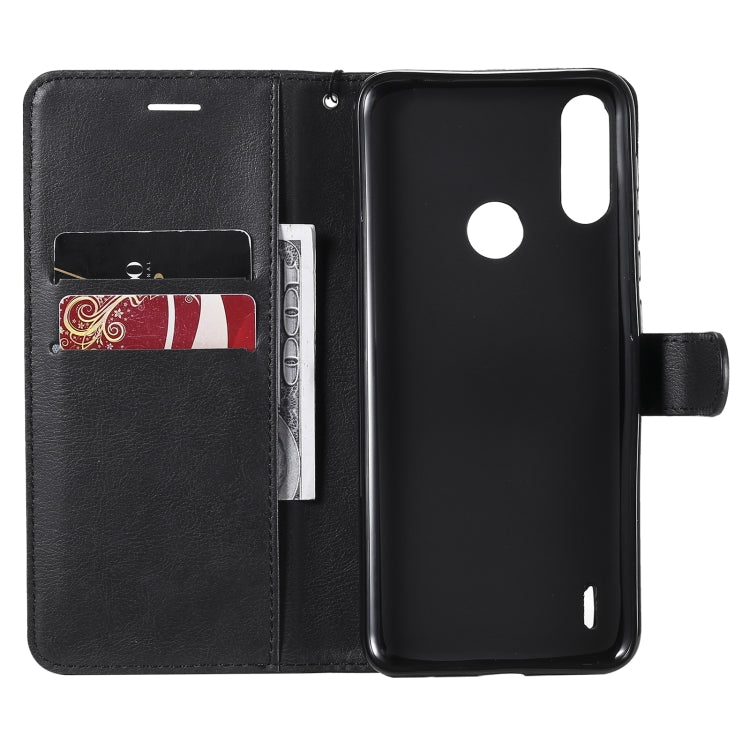 For Motorola Moto E7 Power Solid Color Horizontal Flip Protective Leather Case with Holder & Card Slots & Wallet & Photo Frame & Lanyard(Black) - Motorola Cases by buy2fix | Online Shopping UK | buy2fix