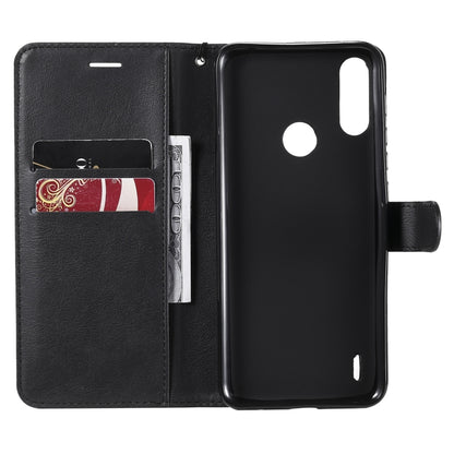 For Motorola Moto E7 Power Solid Color Horizontal Flip Protective Leather Case with Holder & Card Slots & Wallet & Photo Frame & Lanyard(Black) - Motorola Cases by buy2fix | Online Shopping UK | buy2fix