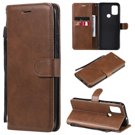 For Motorola Moto G10 / G30 Solid Color Horizontal Flip Protective Leather Case with Holder & Card Slots & Wallet & Photo Frame & Lanyard(Brown) - Motorola Cases by buy2fix | Online Shopping UK | buy2fix