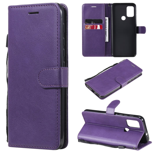 For Motorola Moto G10 / G30 Solid Color Horizontal Flip Protective Leather Case with Holder & Card Slots & Wallet & Photo Frame & Lanyard(Purple) - Motorola Cases by buy2fix | Online Shopping UK | buy2fix