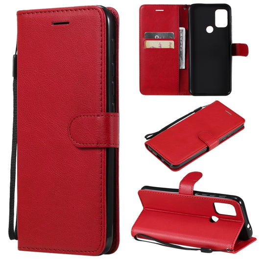 For Motorola Moto G10 / G30 Solid Color Horizontal Flip Protective Leather Case with Holder & Card Slots & Wallet & Photo Frame & Lanyard(Red) - Motorola Cases by buy2fix | Online Shopping UK | buy2fix