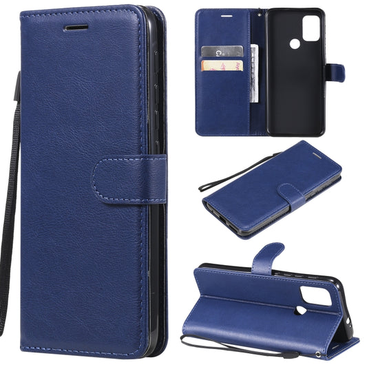 For Motorola Moto G10 / G30 Solid Color Horizontal Flip Protective Leather Case with Holder & Card Slots & Wallet & Photo Frame & Lanyard(Blue) - Motorola Cases by buy2fix | Online Shopping UK | buy2fix