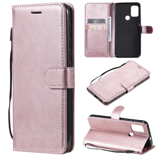 For Motorola Moto G10 / G30 Solid Color Horizontal Flip Protective Leather Case with Holder & Card Slots & Wallet & Photo Frame & Lanyard(Rose Gold) - Motorola Cases by buy2fix | Online Shopping UK | buy2fix
