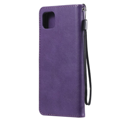 For Samsung Galaxy A22 5G Solid Color Horizontal Flip Protective Leather Case with Holder & Card Slots & Wallet & Photo Frame & Lanyard(Purple) by buy2fix