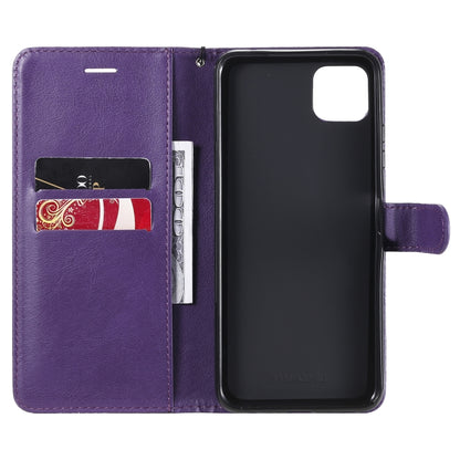 For Samsung Galaxy A22 5G Solid Color Horizontal Flip Protective Leather Case with Holder & Card Slots & Wallet & Photo Frame & Lanyard(Purple) by buy2fix
