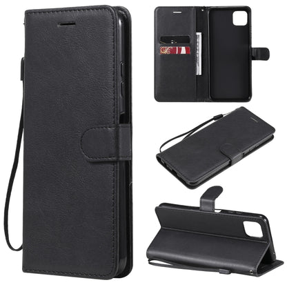 For Samsung Galaxy A22 5G Solid Color Horizontal Flip Protective Leather Case with Holder & Card Slots & Wallet & Photo Frame & Lanyard(Black) by buy2fix