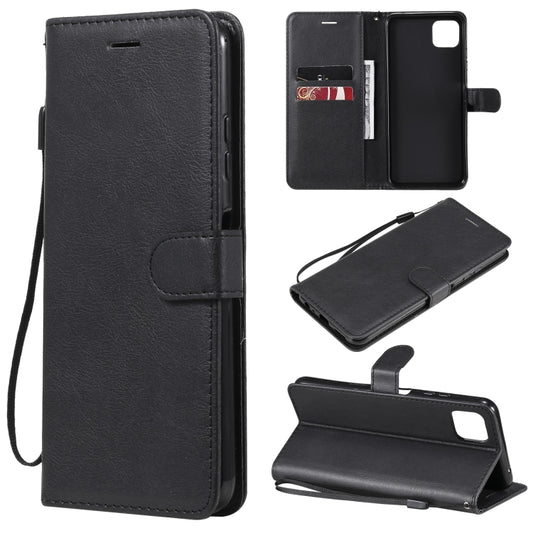 For Samsung Galaxy A22 5G Solid Color Horizontal Flip Protective Leather Case with Holder & Card Slots & Wallet & Photo Frame & Lanyard(Black) by buy2fix