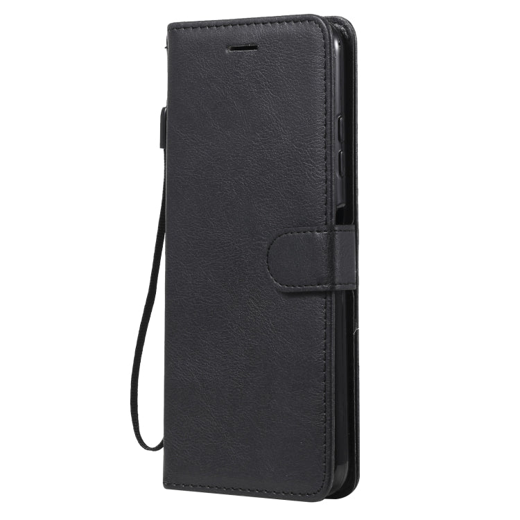 For Samsung Galaxy A22 5G Solid Color Horizontal Flip Protective Leather Case with Holder & Card Slots & Wallet & Photo Frame & Lanyard(Black) by buy2fix