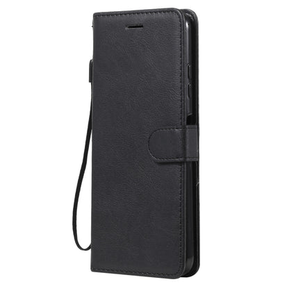For Samsung Galaxy A22 5G Solid Color Horizontal Flip Protective Leather Case with Holder & Card Slots & Wallet & Photo Frame & Lanyard(Black) by buy2fix