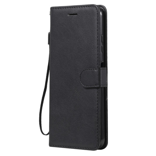 For Samsung Galaxy A22 5G Solid Color Horizontal Flip Protective Leather Case with Holder & Card Slots & Wallet & Photo Frame & Lanyard(Black) by buy2fix