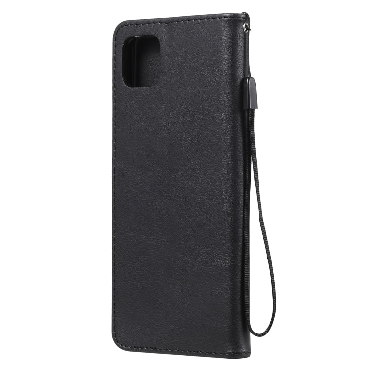 For Samsung Galaxy A22 5G Solid Color Horizontal Flip Protective Leather Case with Holder & Card Slots & Wallet & Photo Frame & Lanyard(Black) by buy2fix