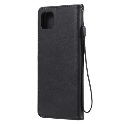For Samsung Galaxy A22 5G Solid Color Horizontal Flip Protective Leather Case with Holder & Card Slots & Wallet & Photo Frame & Lanyard(Black) by buy2fix
