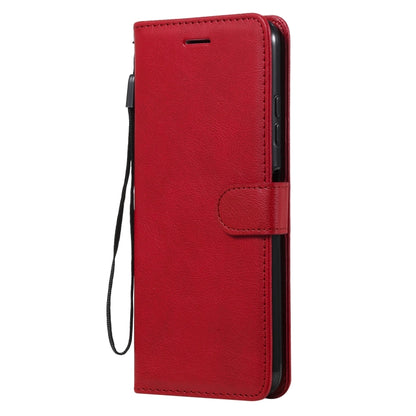 For Samsung Galaxy A22 5G Solid Color Horizontal Flip Protective Leather Case with Holder & Card Slots & Wallet & Photo Frame & Lanyard(Red) by buy2fix