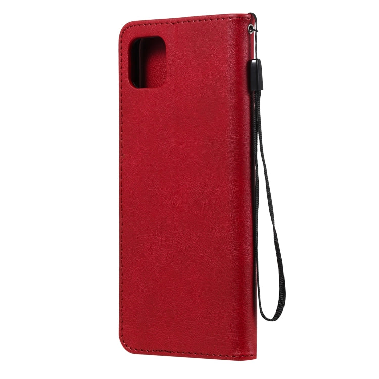 For Samsung Galaxy A22 5G Solid Color Horizontal Flip Protective Leather Case with Holder & Card Slots & Wallet & Photo Frame & Lanyard(Red) by buy2fix