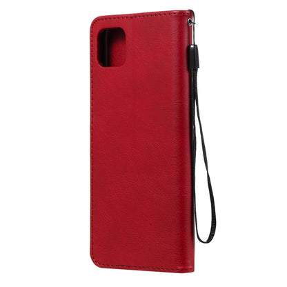 For Samsung Galaxy A22 5G Solid Color Horizontal Flip Protective Leather Case with Holder & Card Slots & Wallet & Photo Frame & Lanyard(Red) by buy2fix