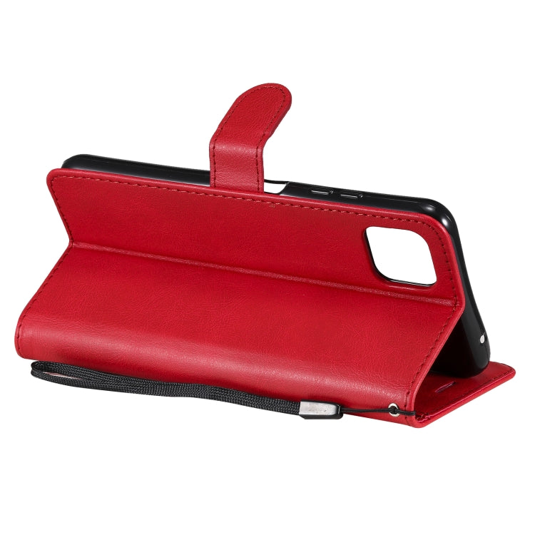 For Samsung Galaxy A22 5G Solid Color Horizontal Flip Protective Leather Case with Holder & Card Slots & Wallet & Photo Frame & Lanyard(Red) by buy2fix