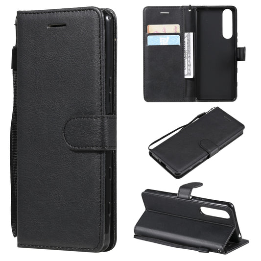 For Sony Xperia 5 III Solid Color Horizontal Flip Protective Leather Case with Holder & Card Slots & Wallet & Photo Frame & Lanyard(Black) by buy2fix