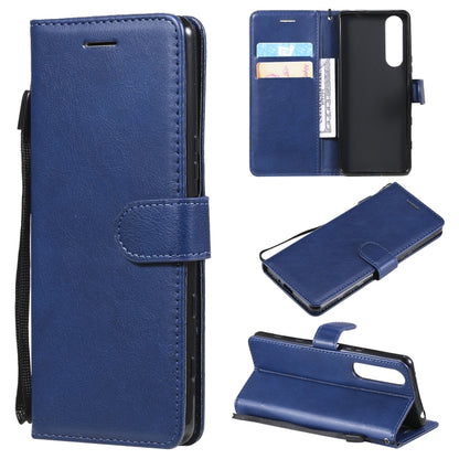 For Sony Xperia 5 III Solid Color Horizontal Flip Protective Leather Case with Holder & Card Slots & Wallet & Photo Frame & Lanyard(Blue) by buy2fix