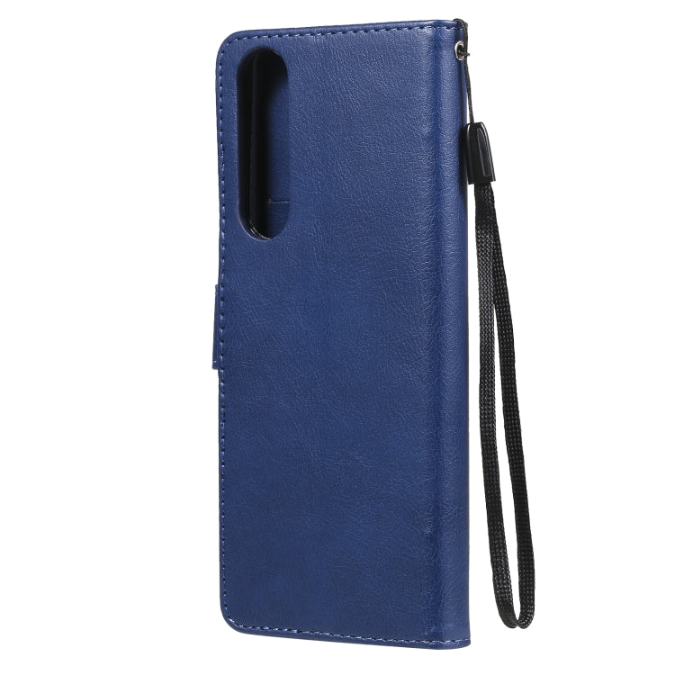 For Sony Xperia 5 III Solid Color Horizontal Flip Protective Leather Case with Holder & Card Slots & Wallet & Photo Frame & Lanyard(Blue) by buy2fix