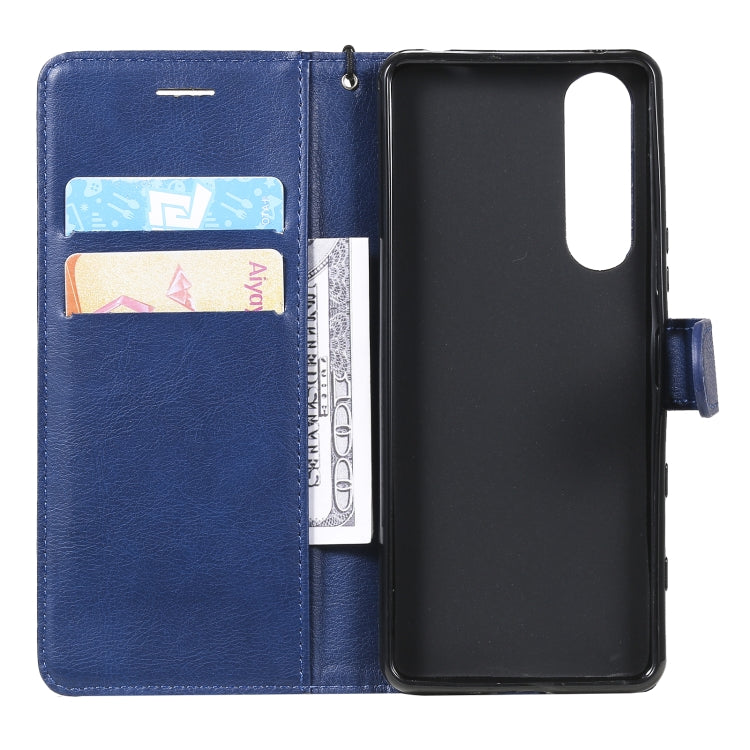 For Sony Xperia 5 III Solid Color Horizontal Flip Protective Leather Case with Holder & Card Slots & Wallet & Photo Frame & Lanyard(Blue) by buy2fix