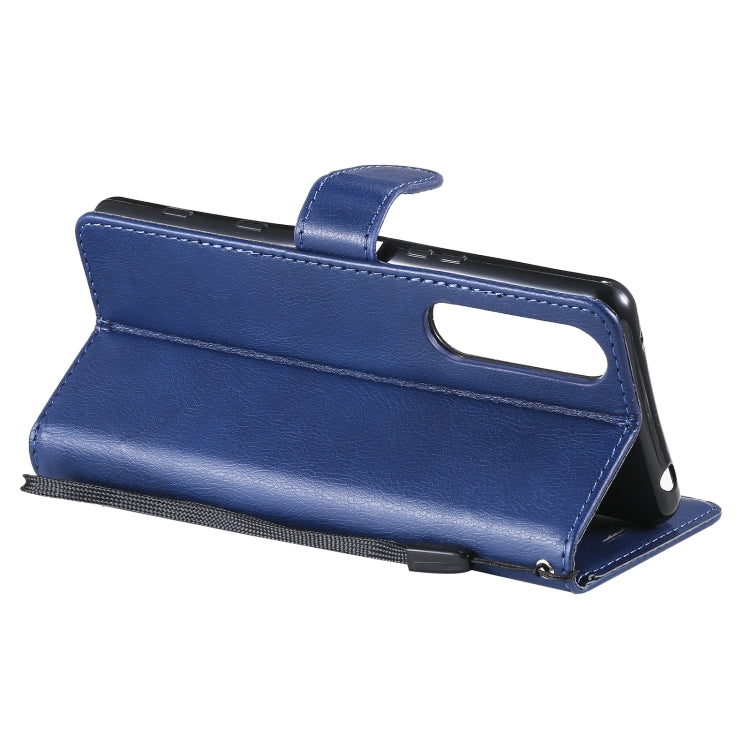 For Sony Xperia 5 III Solid Color Horizontal Flip Protective Leather Case with Holder & Card Slots & Wallet & Photo Frame & Lanyard(Blue) by buy2fix