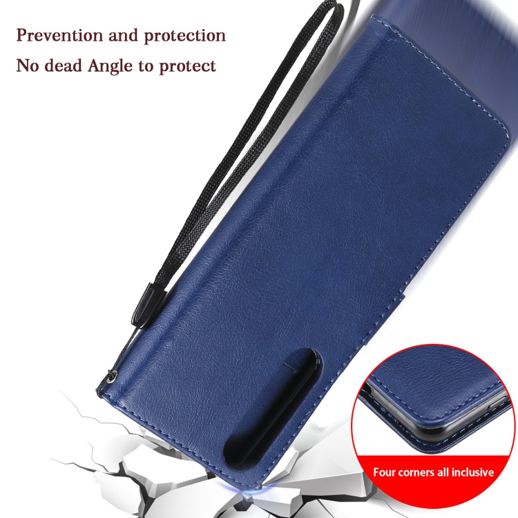For Sony Xperia 5 III Solid Color Horizontal Flip Protective Leather Case with Holder & Card Slots & Wallet & Photo Frame & Lanyard(Blue) by buy2fix