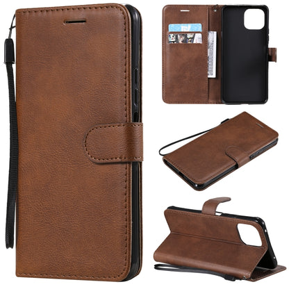 For Xiaomi Mi 11 Lite Solid Color Horizontal Flip Protective Leather Case with Holder & Card Slots & Wallet & Photo Frame & Lanyard(Brown) - Xiaomi Cases by buy2fix | Online Shopping UK | buy2fix