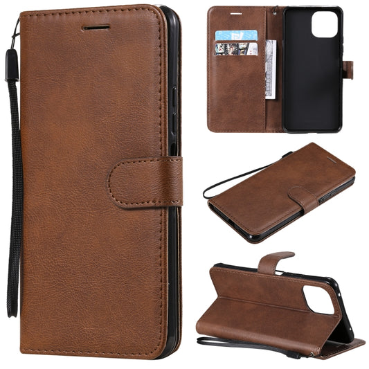 For Xiaomi Mi 11 Lite Solid Color Horizontal Flip Protective Leather Case with Holder & Card Slots & Wallet & Photo Frame & Lanyard(Brown) - Xiaomi Cases by buy2fix | Online Shopping UK | buy2fix