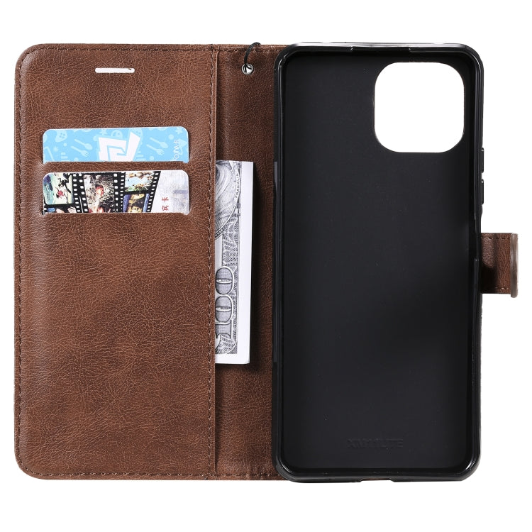 For Xiaomi Mi 11 Lite Solid Color Horizontal Flip Protective Leather Case with Holder & Card Slots & Wallet & Photo Frame & Lanyard(Brown) - Xiaomi Cases by buy2fix | Online Shopping UK | buy2fix