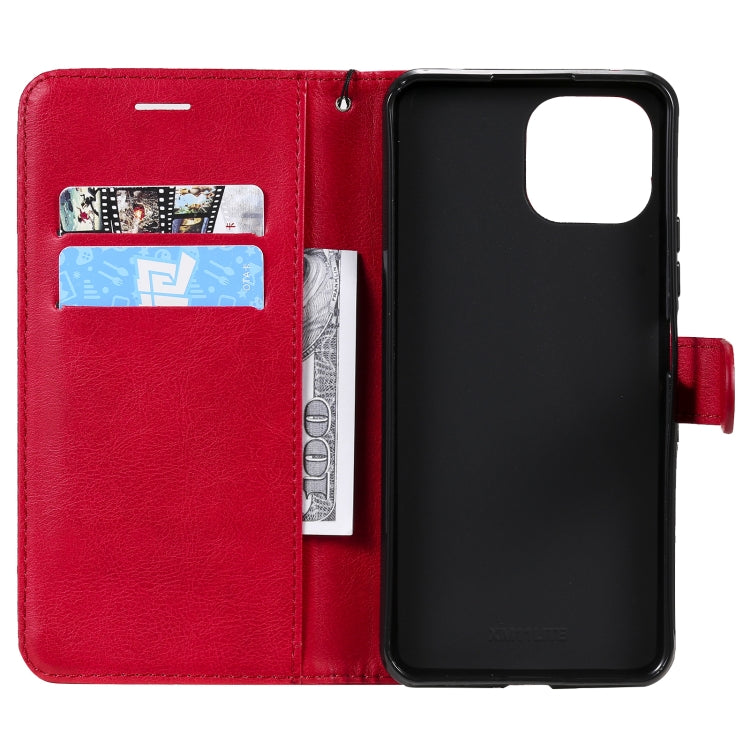 For Xiaomi Mi 11 Lite Solid Color Horizontal Flip Protective Leather Case with Holder & Card Slots & Wallet & Photo Frame & Lanyard(Red) - Xiaomi Cases by buy2fix | Online Shopping UK | buy2fix
