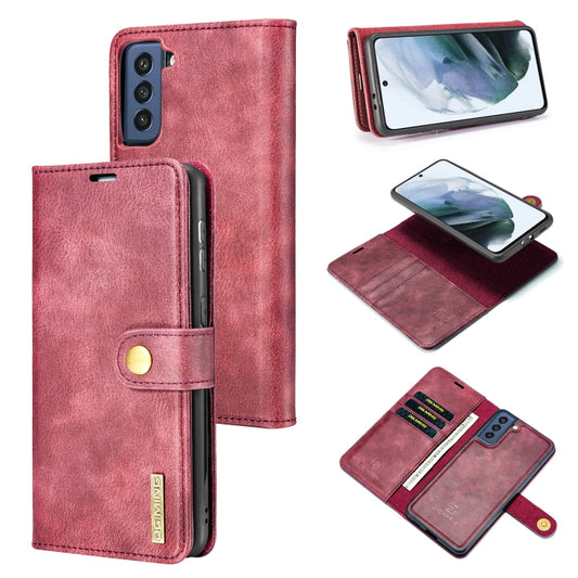 For Samsung Galaxy S21 FE DG.MING Crazy Horse Texture Flip Detachable Magnetic Leather Case with Holder & Card Slots & Wallet(Red) - Galaxy Phone Cases by DG.MING | Online Shopping UK | buy2fix