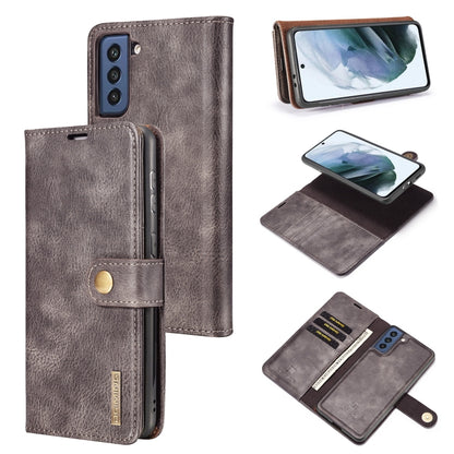 For Samsung Galaxy S21 FE DG.MING Crazy Horse Texture Flip Detachable Magnetic Leather Case with Holder & Card Slots & Wallet(Grey) - Galaxy Phone Cases by DG.MING | Online Shopping UK | buy2fix