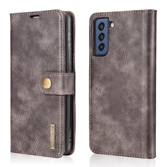 For Samsung Galaxy S21 FE DG.MING Crazy Horse Texture Flip Detachable Magnetic Leather Case with Holder & Card Slots & Wallet(Grey) - Galaxy Phone Cases by DG.MING | Online Shopping UK | buy2fix