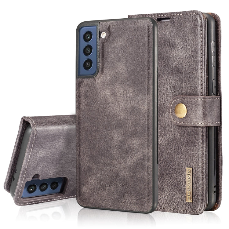 For Samsung Galaxy S21 FE DG.MING Crazy Horse Texture Flip Detachable Magnetic Leather Case with Holder & Card Slots & Wallet(Grey) - Galaxy Phone Cases by DG.MING | Online Shopping UK | buy2fix