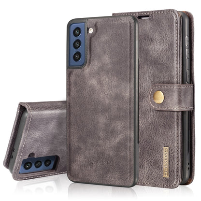 For Samsung Galaxy S21 FE DG.MING Crazy Horse Texture Flip Detachable Magnetic Leather Case with Holder & Card Slots & Wallet(Grey) - Galaxy Phone Cases by DG.MING | Online Shopping UK | buy2fix