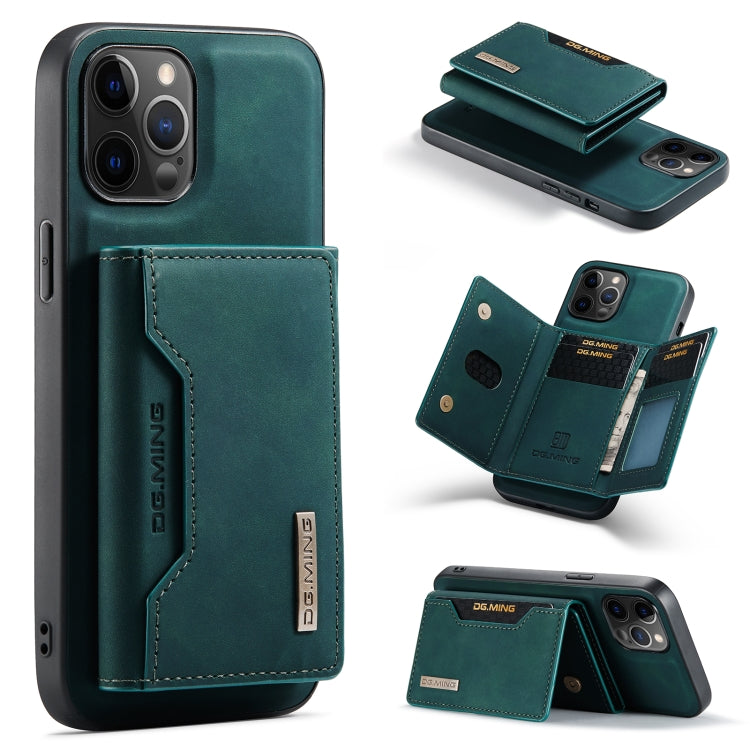 For iPhone 12 / 12 Pro DG.MING M2 Series 3-Fold Multi Card Bag + Magnetic Back Cover Shockproof Case with Wallet & Holder Function(Green) - iPhone 12 / 12 Pro Cases by DG.MING | Online Shopping UK | buy2fix