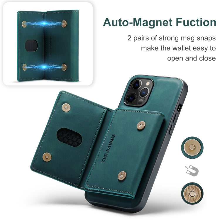 For iPhone 12 / 12 Pro DG.MING M2 Series 3-Fold Multi Card Bag + Magnetic Back Cover Shockproof Case with Wallet & Holder Function(Green) - iPhone 12 / 12 Pro Cases by DG.MING | Online Shopping UK | buy2fix
