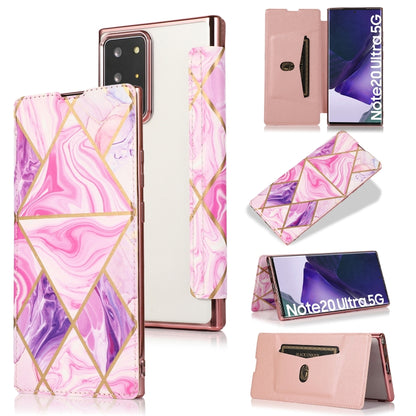 For Samsung Galaxy Note20 Ultra Bronzing Plating PU + TPU Horizontal Flip Leather Case with Holder & Card Slot(Pink Purple) by buy2fix