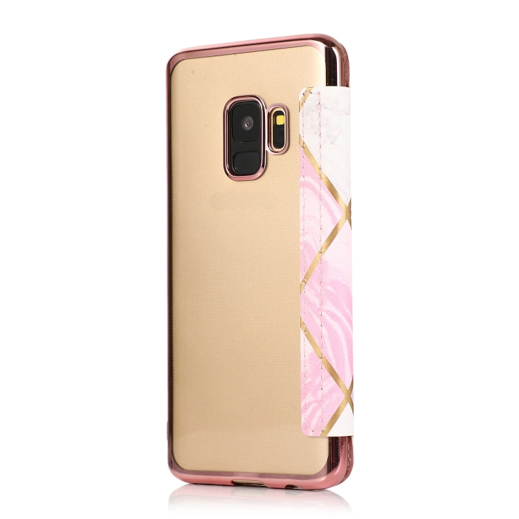 For Samsung Galaxy S9 Bronzing Plating PU + TPU Horizontal Flip Leather Case with Holder & Card Slot(Pink White) by buy2fix