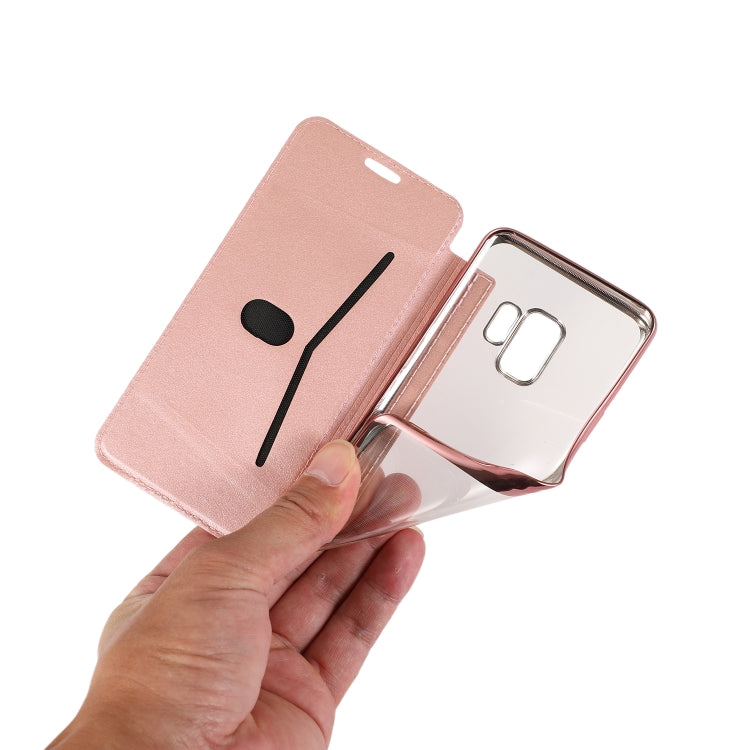 For Samsung Galaxy S9 Bronzing Plating PU + TPU Horizontal Flip Leather Case with Holder & Card Slot(Pink White) by buy2fix